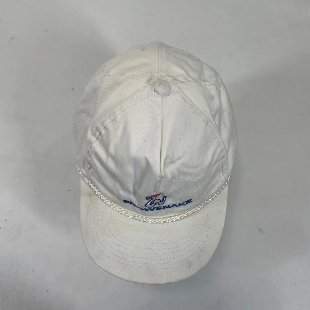 Vintage Snowsnake Ski Resort White Rope Snapback‎ Hat Young An Hat Co Mens OSFA
